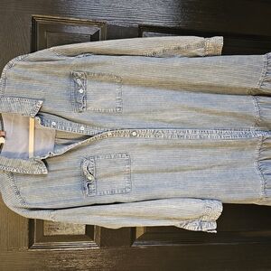 Striped Denim Button-Up Shirt